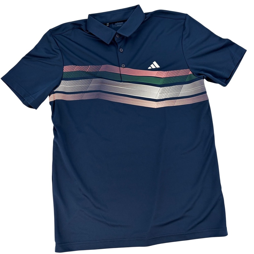 Adidas Performance Polo Shirt Size M Navy Blue Retro Stripe Streetwear